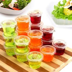 img 1 attached to 🥤 TashiBox 200 Sets - 1oz Disposable Plastic Jello Shot Cups with Lids, Souffle Portion Container, Clear (1 Ounce)