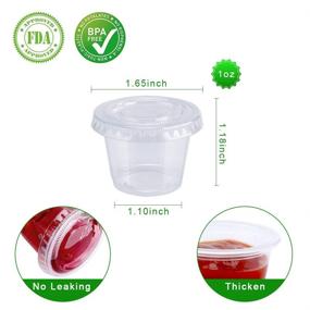 img 3 attached to 🥤 TashiBox 200 Sets - 1oz Disposable Plastic Jello Shot Cups with Lids, Souffle Portion Container, Clear (1 Ounce)