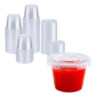 🥤 tashibox 200 sets - 1oz disposable plastic jello shot cups with lids, souffle portion container, clear (1 ounce) logo