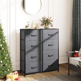 img 3 attached to 🗄️ WLIVE 8-Drawer Fabric Dresser for Bedroom, Hallway, Nursery & Entryway | Sturdy Metal Frame | Wood Tabletop | Easy-Pull Handle | Charcoal Gray