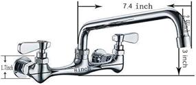 img 3 attached to 🚰 NSF Lead Free Commercial Kitchen Faucet Wall Mount - 8 Inch Dual Handle Chrome Mixer Tap for Sink, Utility, and Laundry