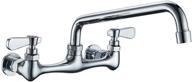 🚰 nsf lead free commercial kitchen faucet wall mount - 8 inch dual handle chrome mixer tap for sink, utility, and laundry logo