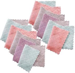 img 4 attached to 🧼 YWWY Kitchen Towels, Microfiber Cleaning Cloths 10 Pack, Highly Absorbent Dust Cloths, Buffing Cloths, Lint-Free Streak-Free Machine Washable, Ideal for Kitchen, Restaurant, Coffee Shop, Bars (27 x 16cm)