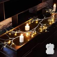 🎄 hairui birch garland lights: 6ft 48 led battery operated twig vine with timer - perfect for indoor and outdoor christmas fireplace decorations логотип