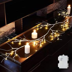 img 4 attached to 🎄 Hairui Birch Garland Lights: 6FT 48 LED Battery Operated Twig Vine with Timer - Perfect for Indoor and Outdoor Christmas Fireplace Decorations