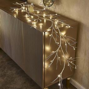 img 3 attached to 🎄 Hairui Birch Garland Lights: 6FT 48 LED Battery Operated Twig Vine with Timer - Perfect for Indoor and Outdoor Christmas Fireplace Decorations