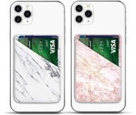 📱 njjex 2 pack marble phone card holder: stylish pu leather sleeve for iphone, samsung, lg, and motorola smartphones logo