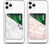 📱 njjex 2 pack marble phone card holder: stylish pu leather sleeve for iphone, samsung, lg, and motorola smartphones logo