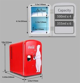 img 1 attached to Coca-Cola Coke KWC-4 4 Liter/6 Can Portable Fridge/Mini Cooler: Convenient and Versatile Cooling Solution for Food, Beverages, Home, Office, Dorm, Car, Boat - AC/DC Plugs Included, 4.2 Quarts, Red/White