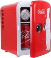 coca-cola coke kwc-4 4 liter/6 can portable fridge/mini cooler: convenient and versatile cooling solution for food, beverages, home, office, dorm, car, boat - ac/dc plugs included, 4.2 quarts, red/white логотип