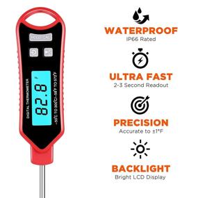 img 2 attached to 🌡️ Highly Accurate Digital Instant Read Meat Thermometer with Temperature Probe for Kitchen Food Grilling, BBQ, Smoker, Fryer, and Hot Oil Frying – Electric Cooking Thermometer