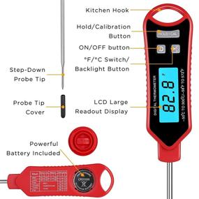 img 1 attached to 🌡️ Highly Accurate Digital Instant Read Meat Thermometer with Temperature Probe for Kitchen Food Grilling, BBQ, Smoker, Fryer, and Hot Oil Frying – Electric Cooking Thermometer