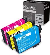 noahark 3 packs 812xl high yield cyan, magenta, yellow remanufactured ink cartridge replacement for epson 812 812xl t812 t812xl - compatible with workforce pro wf-7820 wf-7840 ec-c7000(a3) printer logo