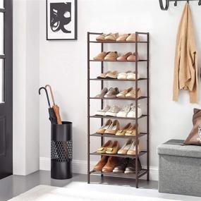 img 3 attached to ✨ SONGMICS 8-Tier Slim Shoe Rack: Space-Saving Shoe Storage Organizer with Large Capacity for 16-24 Pairs, Vertical Metal Shelf in Bronze - ULMR028A01