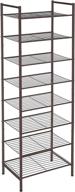 ✨ songmics 8-tier slim shoe rack: space-saving shoe storage organizer with large capacity for 16-24 pairs, vertical metal shelf in bronze - ulmr028a01 логотип