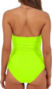 img 3 attached to Strapless Tie Knot Front High Waist One Piece Swimsuit: QINSEN Womens Sexy & Stylish Pick!