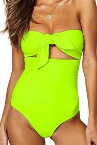 img 1 attached to Strapless Tie Knot Front High Waist One Piece Swimsuit: QINSEN Womens Sexy & Stylish Pick!