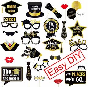 img 1 attached to Complete 85Pcs 2021 Graduation Decorations Kit: Gold Balloons, Hanging Swirls, Congrats Banner, Photo Booth Props & More!