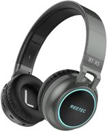 🎧 беспроводные наушники reetec x5 bluetooth - наушники over ear hi-fi stereo с подсветкой led - беспроводные складные наушники с micro sd/tf - работают с iphone, ipad, смартфонами, ноутбуками, пк, телевизором - серый логотип