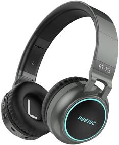 img 4 attached to 🎧 Беспроводные наушники Reetec X5 Bluetooth - Наушники Over Ear Hi-Fi Stereo с подсветкой LED - Беспроводные складные наушники с Micro SD/TF - Работают с iPhone, iPad, смартфонами, ноутбуками, ПК, телевизором - Серый