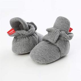 img 2 attached to 👶 Cotton Cozy Baby Booties - Non-Skid Soft Sole Ankle Boots with Grippers for Infant Boys and Girls - Slippers Socks for Toddler First Walking Shoes