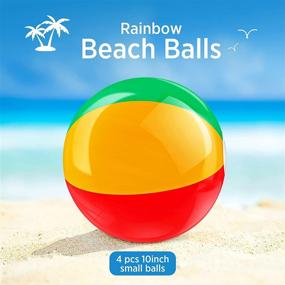 img 2 attached to 🌈 Large Rainbow Inflatable Beach Balls - Set of 4 | Pool Party Toy for Summer Beach Water Play | Pool and Party Favor