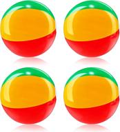 🌈 large rainbow inflatable beach balls - set of 4 | pool party toy for summer beach water play | pool and party favor логотип