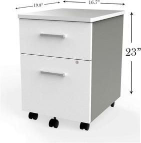 img 1 attached to 🗄️ Italian Linea 2-Drawer Mobile Metal Filing Cabinet with Lock & Safety Caster Wheels for Under Desk, 20" x 17" x 24", in White