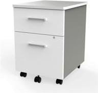 🗄️ italian linea 2-drawer mobile metal filing cabinet with lock & safety caster wheels for under desk, 20" x 17" x 24", in white logo