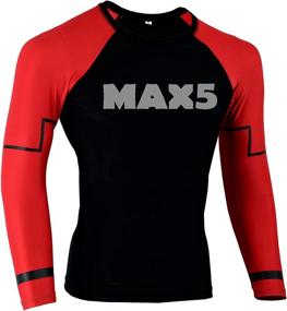 img 4 attached to Max5 BJJ Jiu Jitsu Rash Guard: Ultimate Long Sleeve MMA & Wrestling Compression Shirt