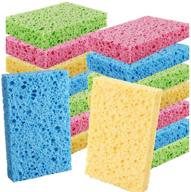 🧽 16-pack biodegradable natural sponge: non-scratch cleaning scrub colored sponge for kitchen and dishwashing logo