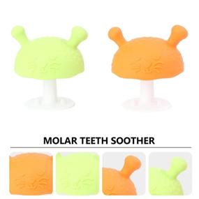 img 2 attached to 2PCS Exceart Mushroom Teether Pacifier for Sucking and Pulling Needs - Breastfed Necessity (Orange/Green)