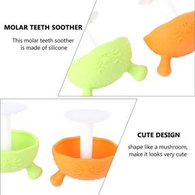 img 1 attached to 2PCS Exceart Mushroom Teether Pacifier for Sucking and Pulling Needs - Breastfed Necessity (Orange/Green)