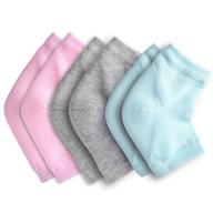 coopay moisturizing gel heel socks - 3 pairs, vented design, day/night open toe care socks for dry, hard, cracked skin (pink, turquoise, grey) logo