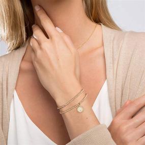 img 3 attached to Personalized Initial Bracelets for Women, 14K Gold Plated Layered 👸 Bead Bracelets with Initials, Dainty Jewelry Gift for Women and Girls