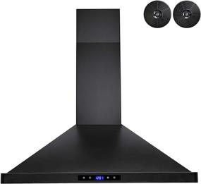 img 2 attached to AKDY 30 in. Convertible Kitchen Wall Mount Range Hood: Black Painted Stainless Steel, Lights, and Carbon Filters