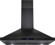 akdy 30 in. convertible kitchen wall mount range hood: black painted stainless steel, lights, and carbon filters logo