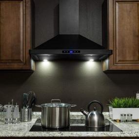 img 3 attached to AKDY 30 in. Convertible Kitchen Wall Mount Range Hood: Black Painted Stainless Steel, Lights, and Carbon Filters
