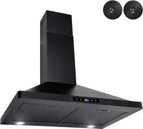 img 1 attached to AKDY 30 in. Convertible Kitchen Wall Mount Range Hood: Black Painted Stainless Steel, Lights, and Carbon Filters