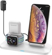 3-in-1 wireless charging station for apple watch, iphone, and airpods - compatible with iphone x/xs/xr/xs max, apple watch series logo