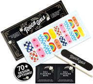 tough girls nail polish strips: 20 stylish strips with rainbow, clouds & flowers - brighter, thicker, tougher! includes cuticle stick, nail file, & nail wipes logo