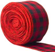 🎀 haimay buffalo plaid ribbon: festive 2 by 472 inches red black wired edge check burlap ribbon for gift wrapping and crafts decoration logo