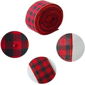 img 2 attached to 🎀 HaiMay Buffalo Plaid Ribbon: Festive 2 by 472 Inches Red Black Wired Edge Check Burlap Ribbon for Gift Wrapping and Crafts Decoration