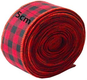 img 3 attached to 🎀 HaiMay Buffalo Plaid Ribbon: Festive 2 by 472 Inches Red Black Wired Edge Check Burlap Ribbon for Gift Wrapping and Crafts Decoration