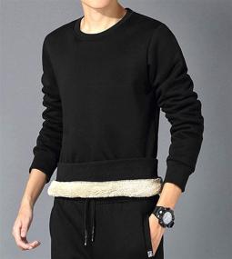 img 1 attached to Stylish Flygo Crewneck Sherpa Sweatshirt Pullover: A Must-Have Men's Clothing for Active Individuals