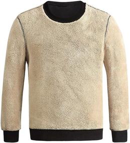 img 2 attached to Stylish Flygo Crewneck Sherpa Sweatshirt Pullover: A Must-Have Men's Clothing for Active Individuals