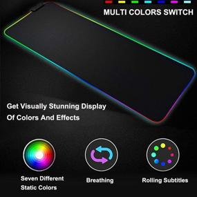 img 3 attached to Enhance Your Gaming Experience with the RGB Gaming Mouse Pad – Oversized LED Desk Mat for PC Games, Extended Size 31.5 x 11.8in, Durable Stitched Edges, Non-Slip Rubber Base