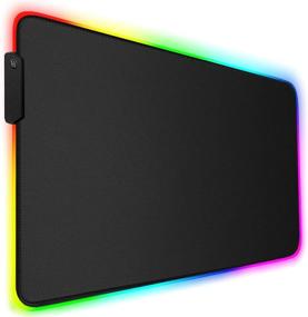 img 4 attached to Enhance Your Gaming Experience with the RGB Gaming Mouse Pad – Oversized LED Desk Mat for PC Games, Extended Size 31.5 x 11.8in, Durable Stitched Edges, Non-Slip Rubber Base