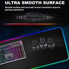 img 2 attached to Enhance Your Gaming Experience with the RGB Gaming Mouse Pad – Oversized LED Desk Mat for PC Games, Extended Size 31.5 x 11.8in, Durable Stitched Edges, Non-Slip Rubber Base