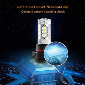 img 2 attached to Auxbeam 5201 5202 LED лампы для противотуманных фар: высокая мощность, сверхяркие лампы H16 LED для сигнала, поворота, торможения, стояночных огней, хвостовых огней, DRL-фар – 50W 12V LED 9009 5202 лампа – ярко-белый (набор из 2 штук)